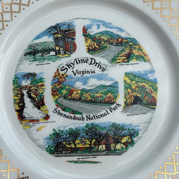 Vintage Sklyline Drive Virginia Souvenir Plate Knowels Shenandoah National Park - Picture 3 of 8